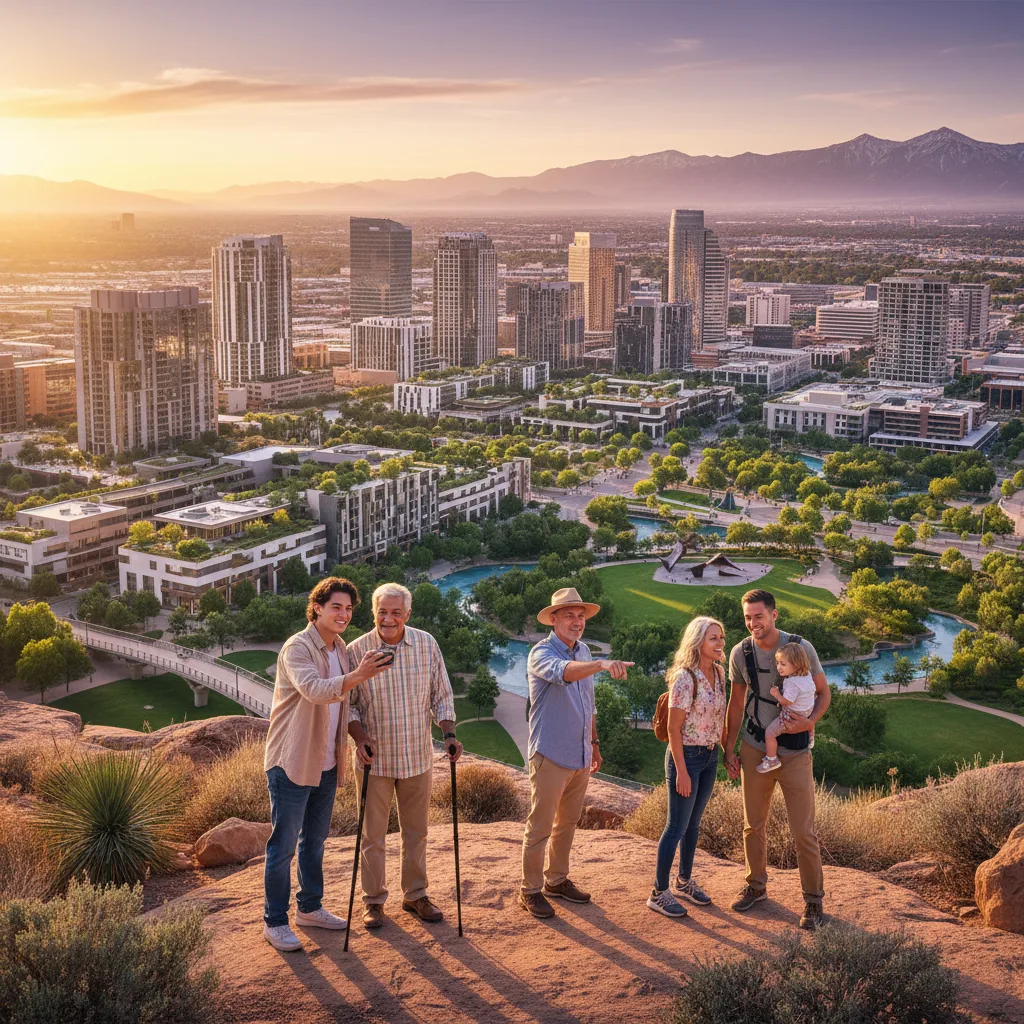 Diverse generations and migrating families seeking new homes in vibrant cities.