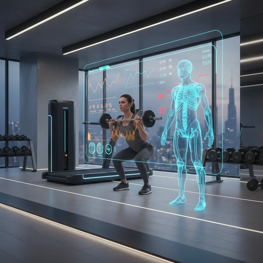 AI personal trainer provides real-time biometric feedback during workout.