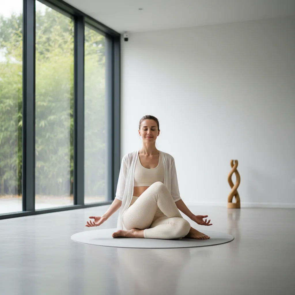 Yogi demonstrating axial elongation before a safe spinal twist.