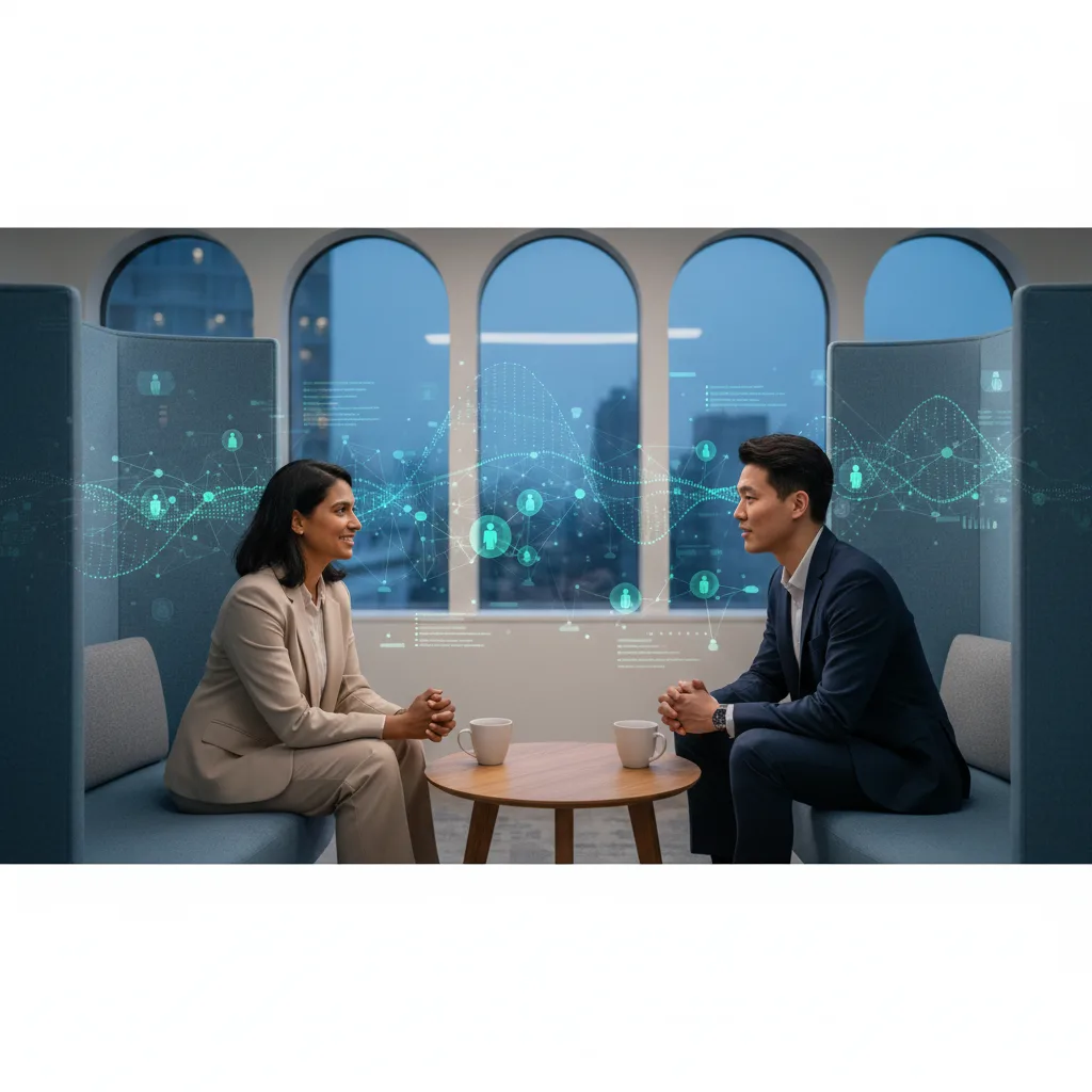 Leader using AI data for empathetic, human-centric employee support.