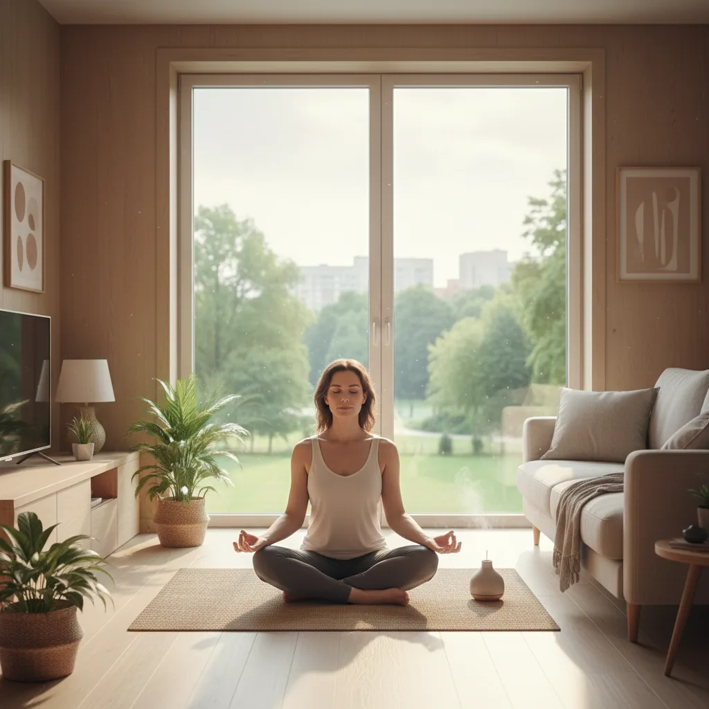 Person practicing mindfulness, connecting, and enjoying hobbies.