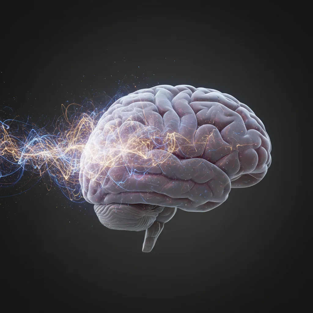Abstract representation of a brain's final electrical surge.