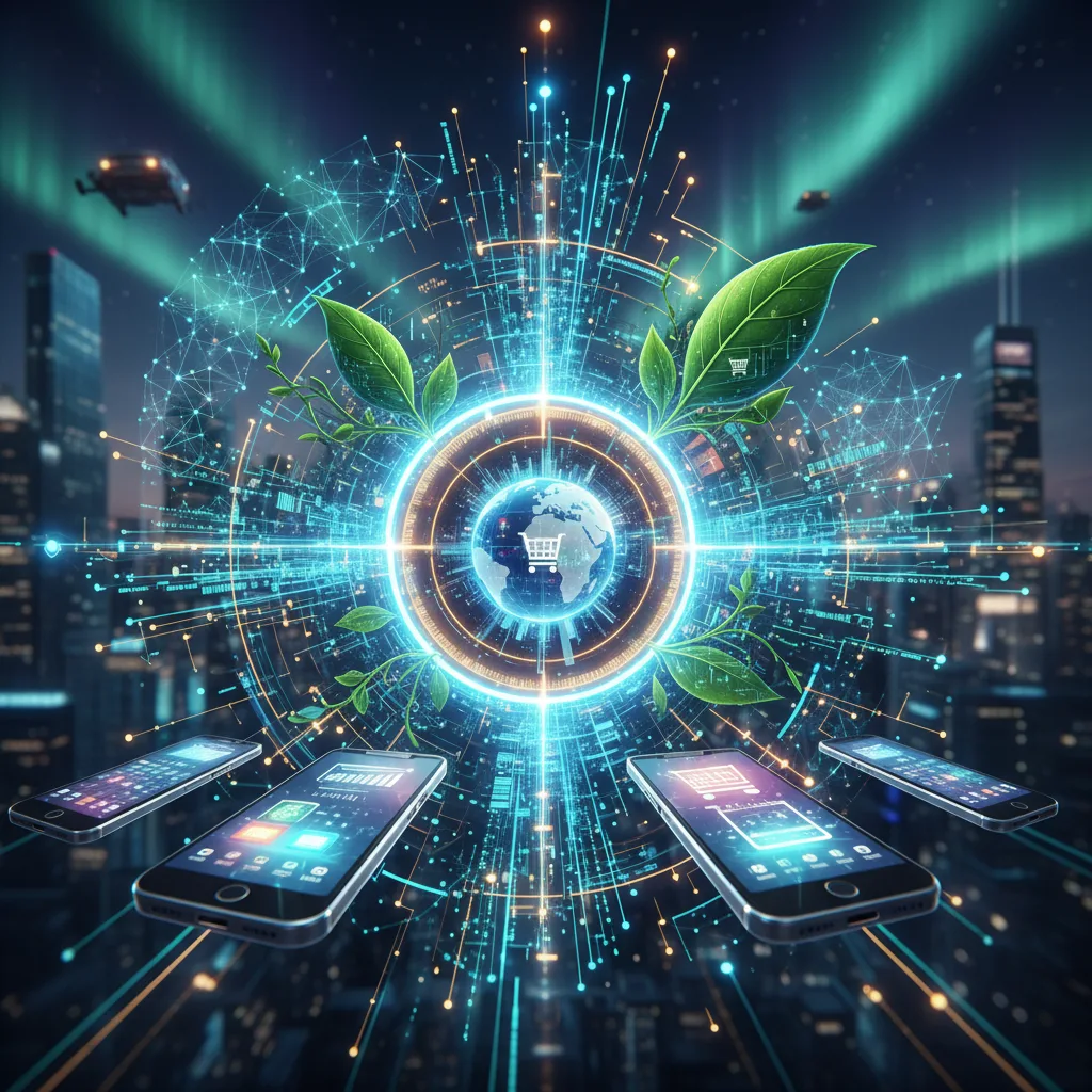 Future e-commerce trends: mobile, AI, sustainability, personalization, seamless experience.