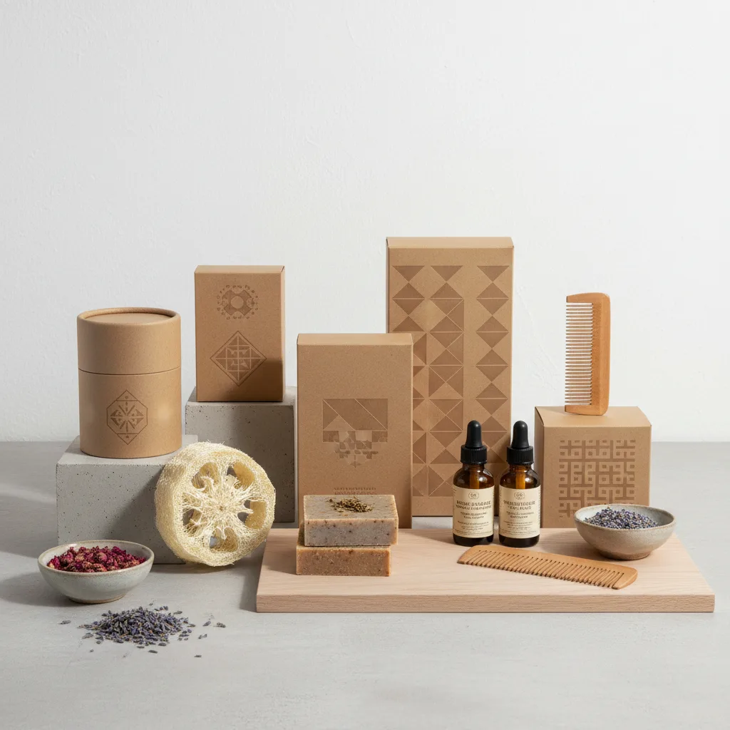 Eco-friendly packaging and sustainable products in a modern e-commerce setting.