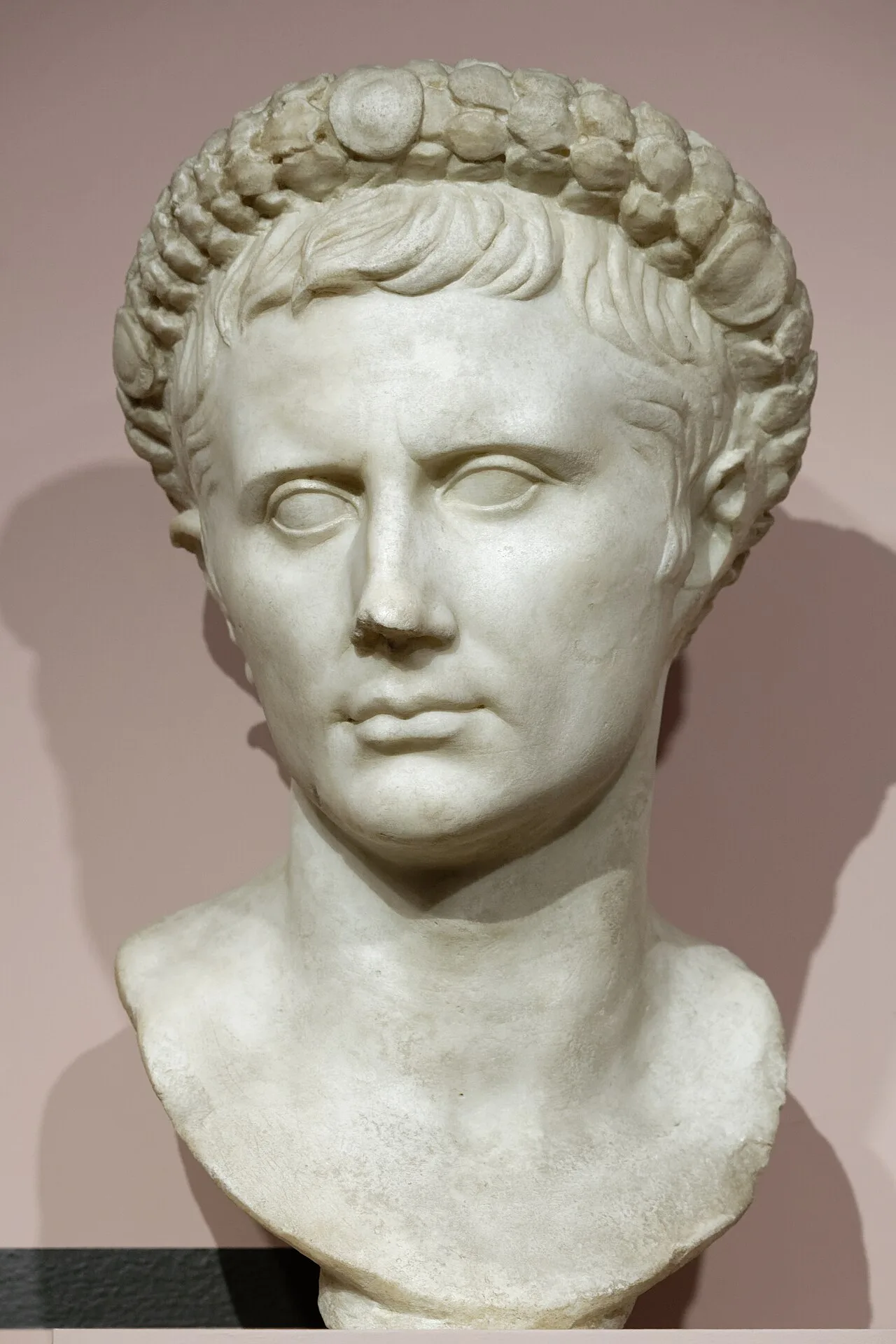 A marble bust of Octavian (later Emperor Augustus), whose decisive victory at the Battle of Actium led to the end of the Roman Republic and the beginning of the Roman Empire.