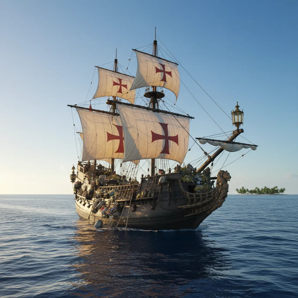 17th-century Spanish galleon, Nuestra Señora de Atocha, sailing treasure-laden.