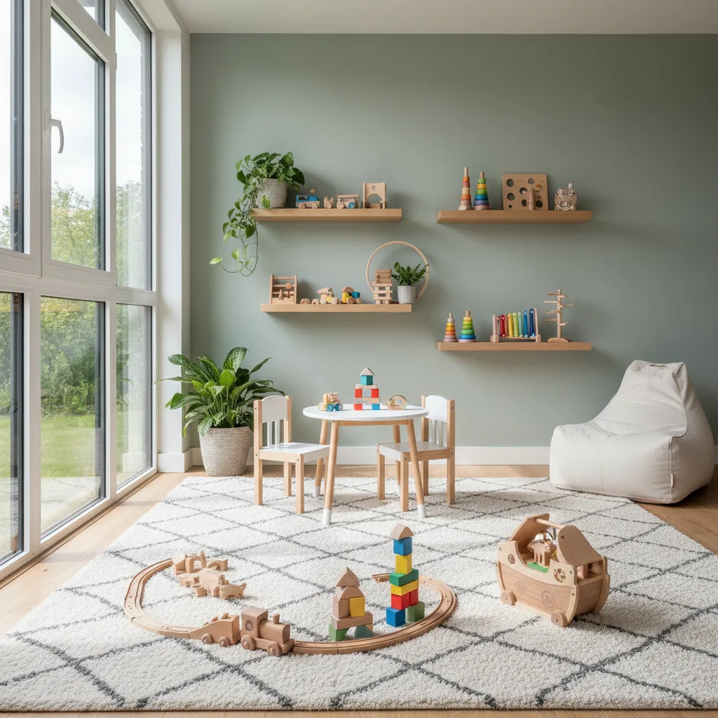 Calm, organized children's play area with fewer toys.