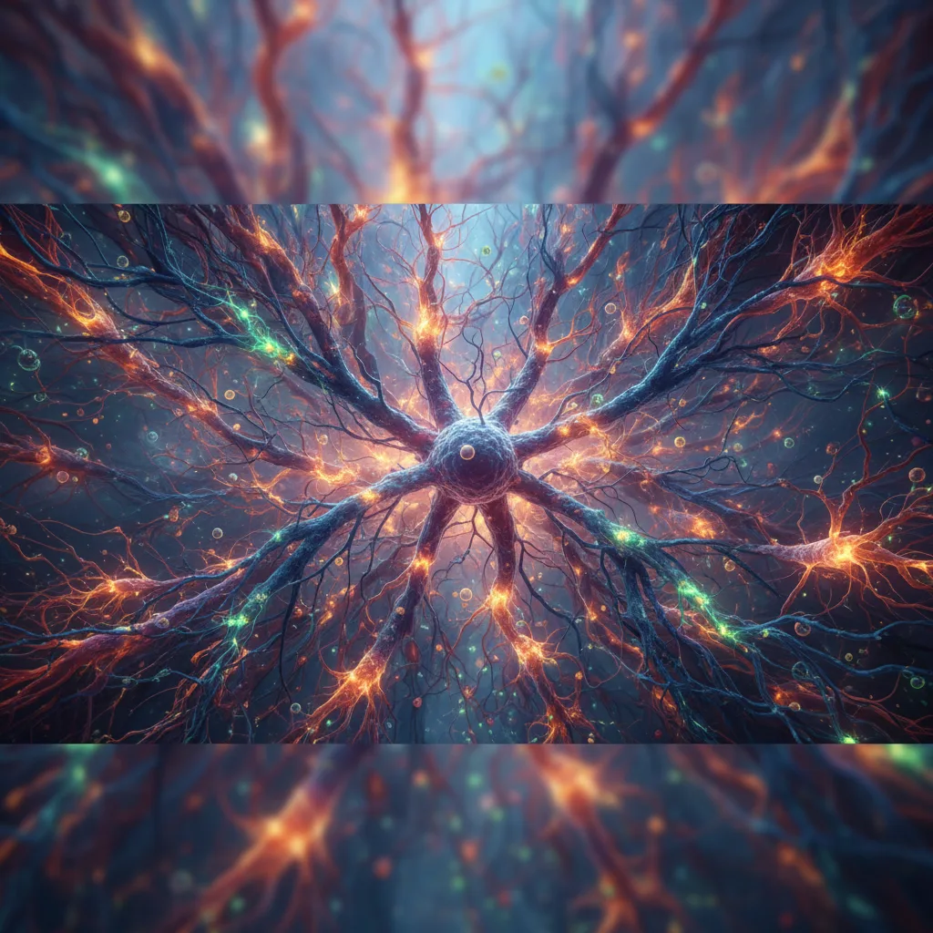 Intricate neural network firing in the human brain.