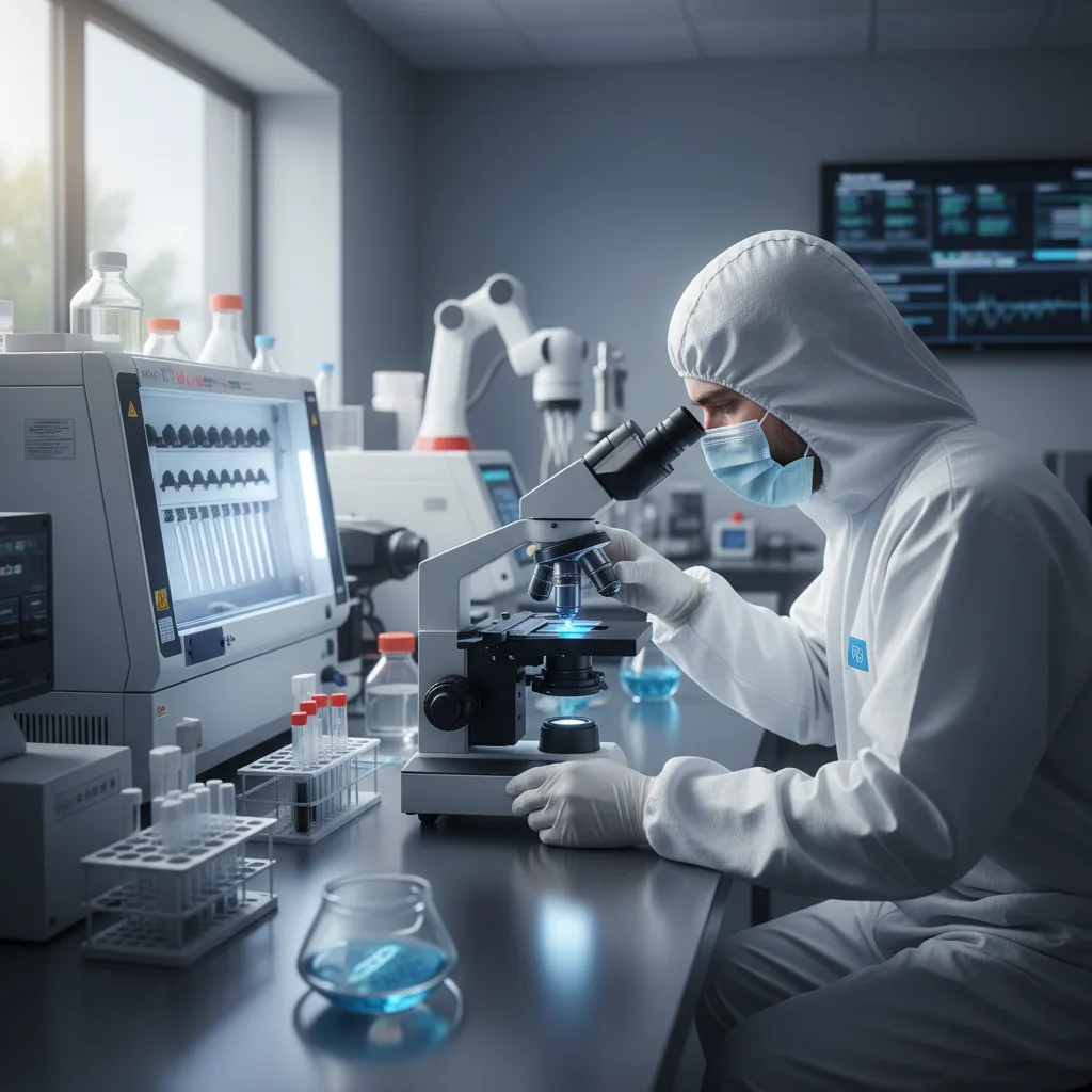 Modern forensics: DNA analysis in a lab.